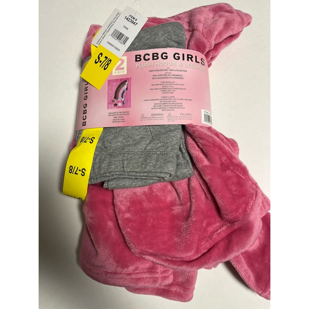 BCBG Girls, Plush Hoodie And Leggings 2 Piece Set Sequence, Rainbow Size S 7/8